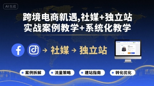 跨境电商新机遇，社媒+独立站，实战案例教学+系统化教学-米创网