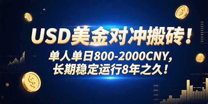 USD美金对冲搬砖!单人单日800-2000CNY，长期稳定运行8年之久!-米创网