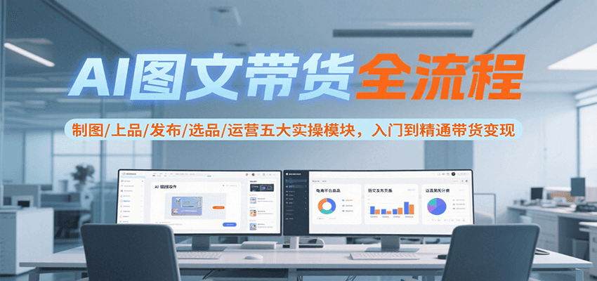 AI图文带货全流程，制图/上品/发布/选品/运营五大实操模块，入门到精通带货变现-米创网