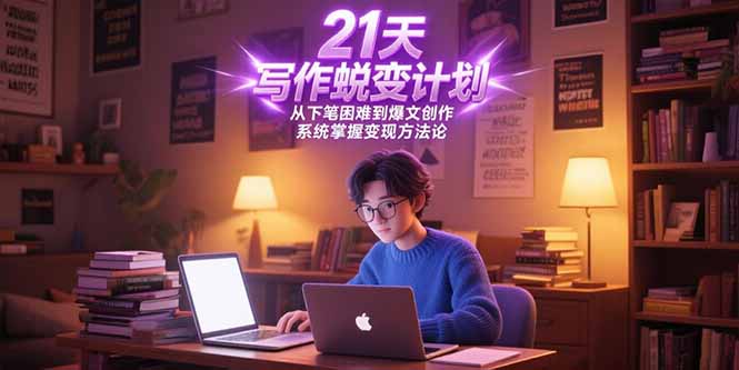 21天写作蜕变计划，从下笔困难到爆文创作，系统掌握变现方法论-米创网