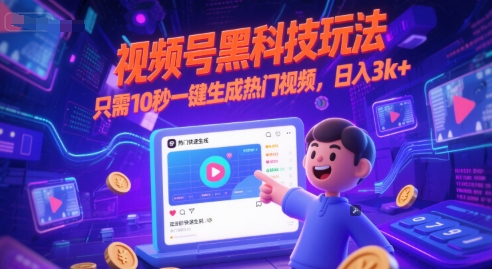 视频号黑科技玩法，只需10秒一键生成热门视频，日入3k+【揭秘】-米创网