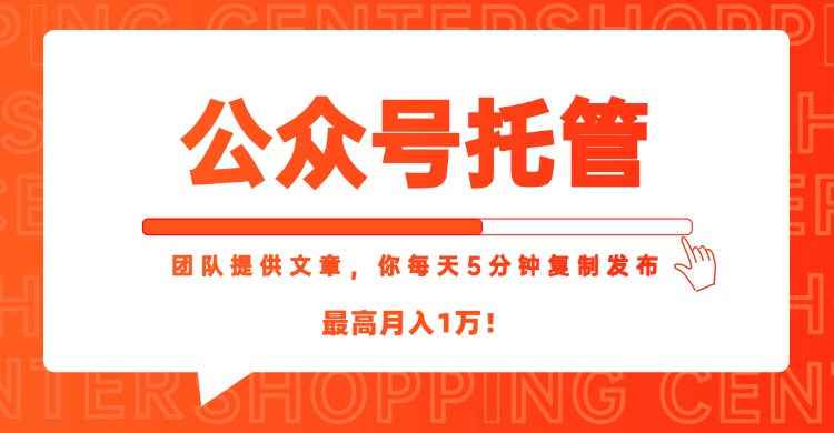 【公众号托管 】我提供文章，你每天５分钟复制发布，最高月入1W-米创网