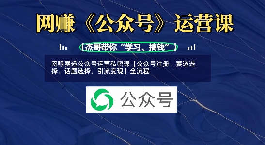 网创赛道公众号运营私密课【公众号注册、赛道选择、话题选择、引流变现】全流程-米创网