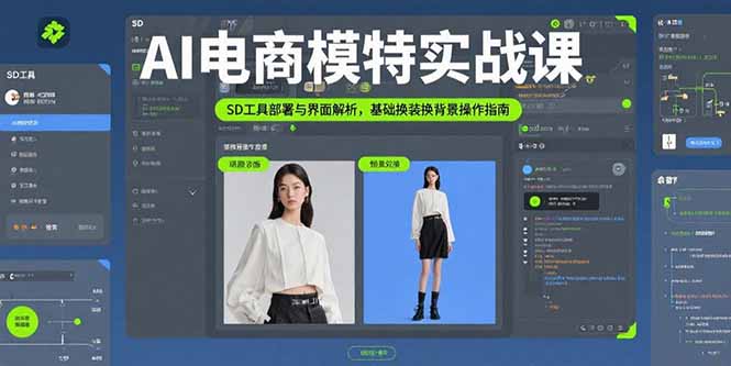 AI电商模特实战课，SD工具部署与界面解析，基础换装换背景操作指南-米创网