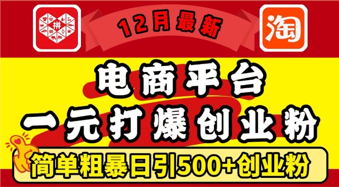 12月最新：电商平台1元打爆创业粉，简单粗暴日引500+精准创业粉，轻松月入过W【揭秘】-米创网