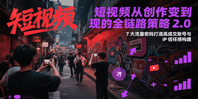 短视频从创作到变现的全链路策略2.0，7大流量密码构建IP信任感打造高成交账号-米创网