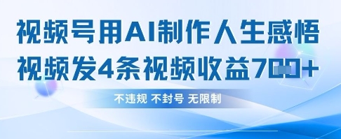 用AI做人生感悟视频，4条视频当天收益782-米创网