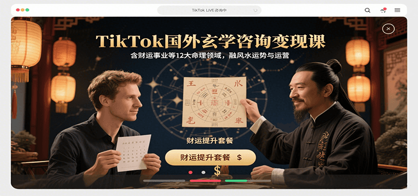 TikTok国外玄学咨询变现课，含财运事业等12大命理领域，融风水运势与运营-米创网