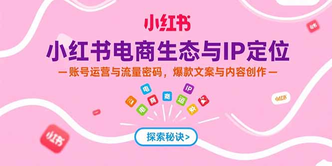 小红书电商生态与IP定位，账号运营与流量密码，爆款文案与内容创作-米创网