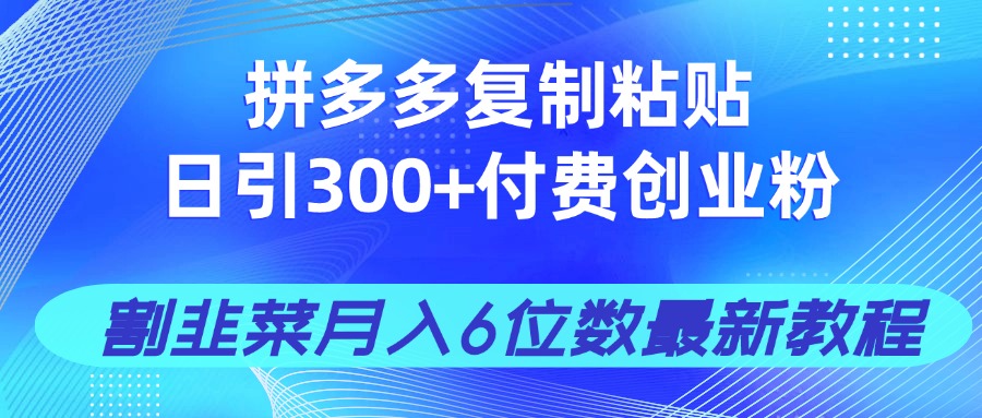 拼多多复制粘贴日引300+付费创业粉，割韭菜月入6位数最新教程！-米创网
