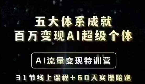 五大体系成就百万变现AI超级个体- AI流量变现特训营，一步一步教你一个人怎么年入百W-米创网