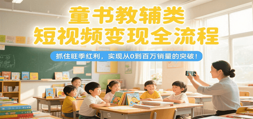 童书教辅类短视频变现全流程，抓住旺季红利，实现从0到百万销量的突破！-米创网