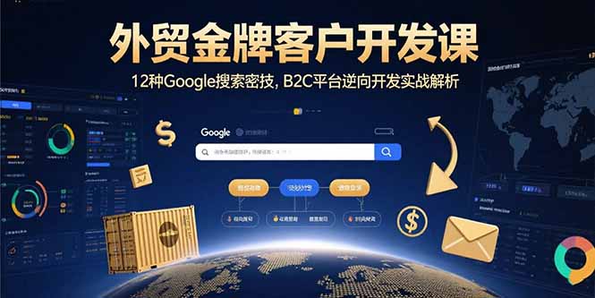 外贸金牌客户开发课，12种Google搜索密技，B2C平台逆向开发实战解析-米创网