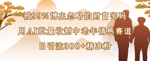 被99%博主忽略的财富密码：用AI批量收割中老年情感赛道，日引流300+精准粉-米创网