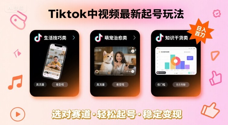 Tiktok中视频最新起号玩法，想要日入百刀，做好这几个赛道就可以了-米创网