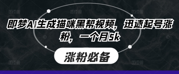 即梦AI生成猫咪黑帮视频，迅速起号涨粉，一个月5k-米创网