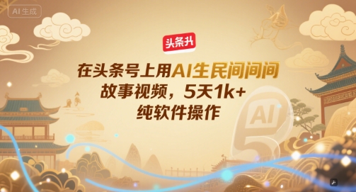 在头条号上用AI生民间故事视频，5天1k+，纯软件操作-米创网