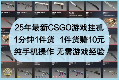 25年最新CSGO游戏挂G，1分钟1件货，1件货挣10元，纯手机操作，无需游戏经验【揭秘】-米创网