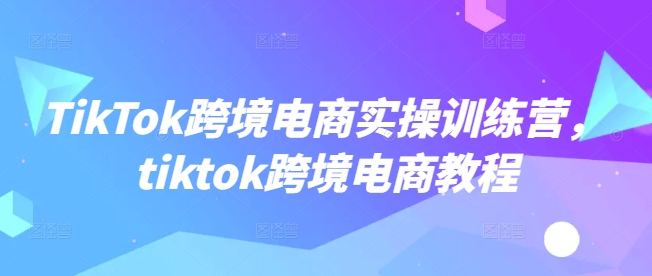 TikTok跨境电商实操训练营，tiktok跨境电商教程-米创网