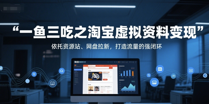 一鱼三吃之淘宝虚拟资料变现，依托资源站、网盘拉新，打造流量的强闭环-米创网