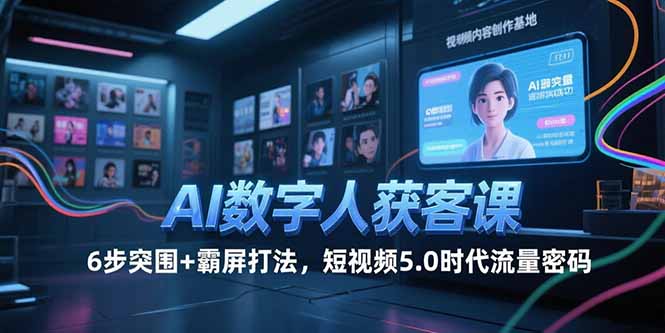 AI数字人获客课，6步突围+霸屏打法，短视频5.0时代流量密码-米创网