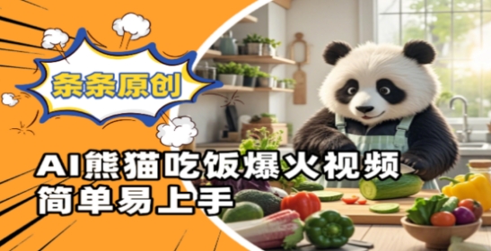 Ai熊猫吃饭爆火视频，条条原创，简单易上手-米创网