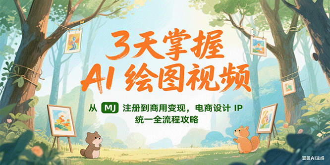 3天掌握AI绘图视频，从MJ 注册到商用变现，电商设计IP统一全流程攻略-米创网