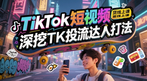 TikTok短视频带货线上课，深挖TK投流达人打法-米创网
