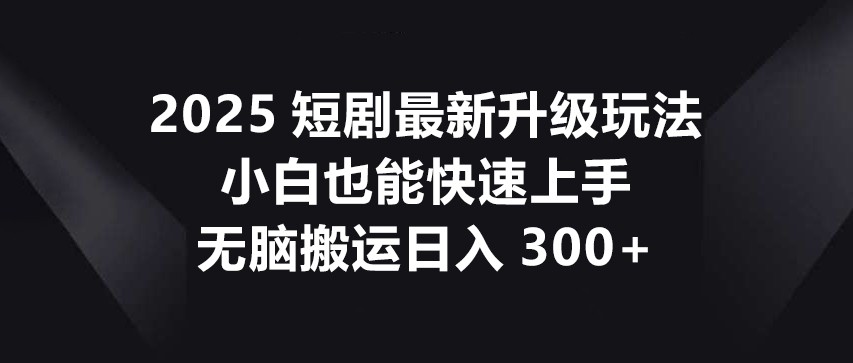 2025短剧最新升级玩法，小白也能快速上手，无脑搬运日入300+-米创网