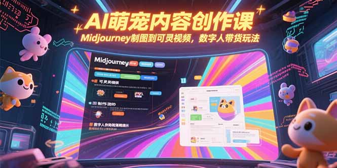 AI萌宠内容创作课，Midjourney制图到可灵视频，数字人带货玩法-米创网