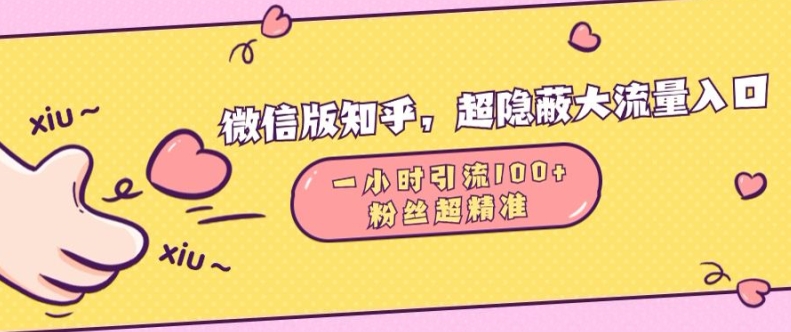 微信版知乎，超隐蔽流量入口1小时引流100人，粉丝质量超高【揭秘】-米创网
