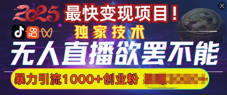欲罢不能的无人直播引流，超暴力日引流1000+高质量精准创业粉-米创网