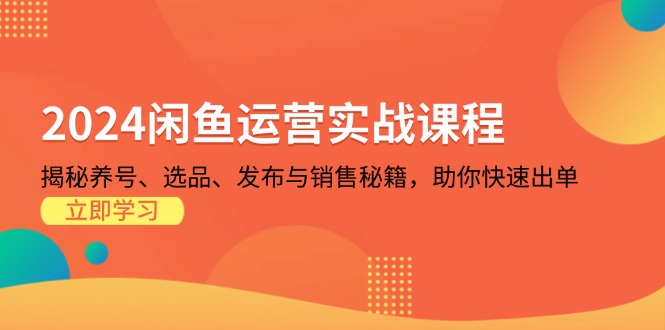2024闲鱼运营实战课程：揭秘养号、选品、发布与销售秘籍，助你快速出单-米创网