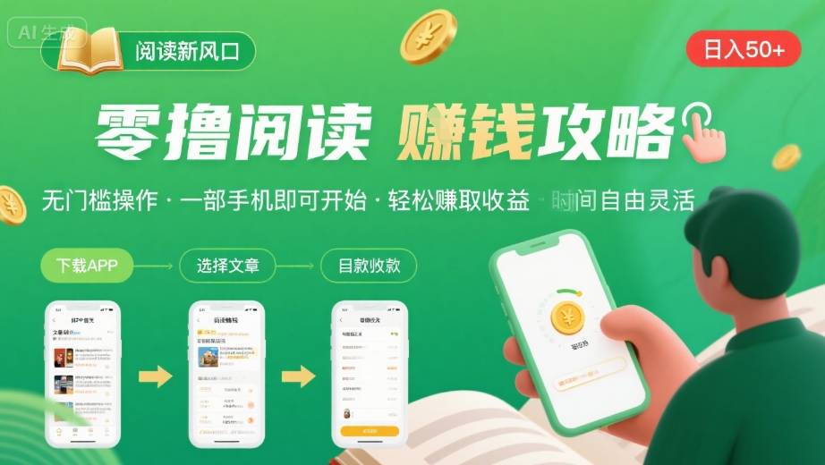 零撸阅读新风口，无门槛轻松挣，一部手机，日入 50-3张【揭秘】-米创网