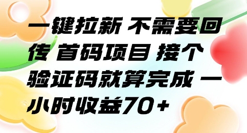 一键拉新 不需要回传 首码项目 接个验证码就算完成 一小时收益70+【揭秘】-米创网
