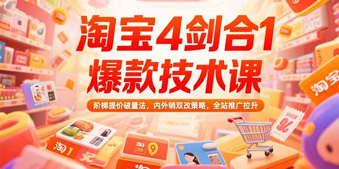 淘宝4剑合1爆款技术课73期：阶梯提价破量法，内外销双改策略 全站推广拉升-米创网