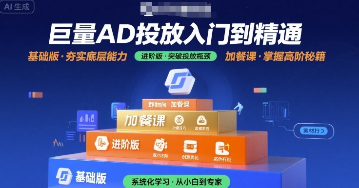 巨量AD投放入门到精通，基础版+进阶版+加餐课-米创网