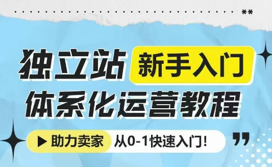 独立站新手入门体系化运营教程，助力独立站卖家从0-1快速入门!-米创网