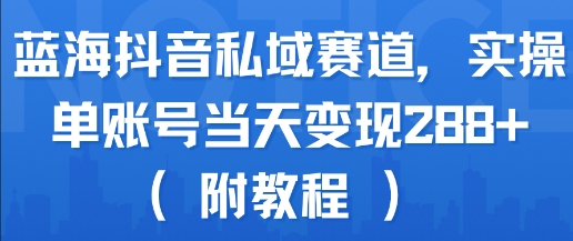 蓝海抖音私域赛道，实操单账号当天变现288+(附教程)-米创网
