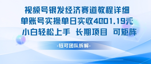 视频号银发经济赛道单账号实操单日实收1k+，小白轻松上手长期项目-米创网