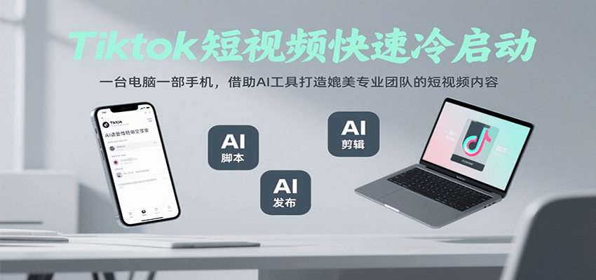Tiktok短视频快速冷启动，一台电脑一部手机，借助AI工具打造媲美专业团队的短视频内容-米创网