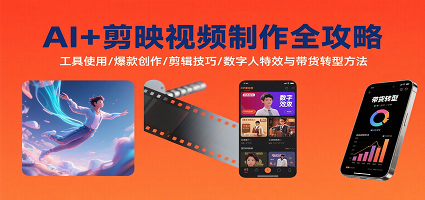 AI+剪映视频制作全攻略：工具使用/爆款创作/剪辑技巧/数字人特效与带货转型方法-米创网