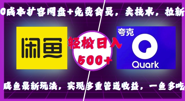 0成本扩容网盘+免费会员，卖技术，拉新，咸鱼最新玩法，实现多重管道收益，一鱼多吃，轻松日入500+-米创网