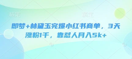 即梦+林黛玉完爆小红书商单，3天涨粉1千，靠怼人月入5k+-米创网