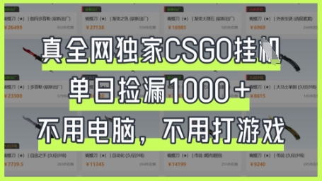 真全网独家CSGO挂G，单日捡漏1k+【揭秘】-米创网