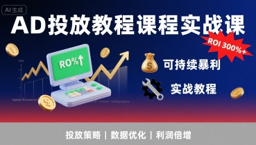 AD投放教程课程实战课，实现广告ROI300%+可持续暴利-米创网