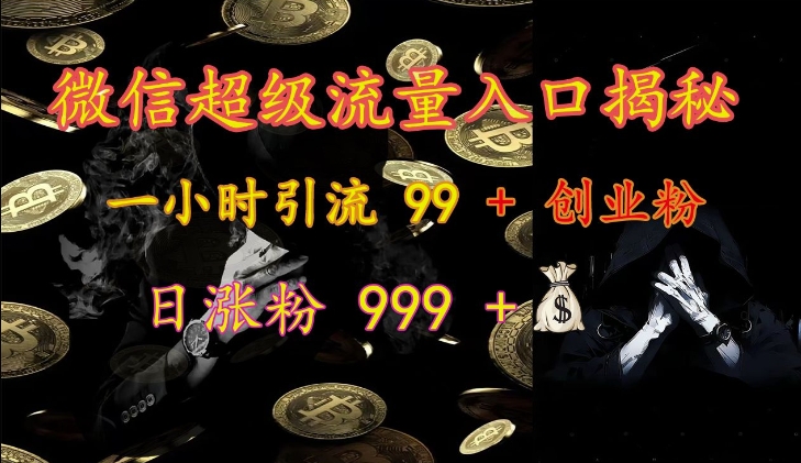 微信超级流量入口揭秘：一小时引流 99 + 创业粉，日涨粉 999 +-米创网
