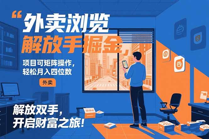 外卖浏览掘金项目 可矩阵操作 轻松日入500+-米创网