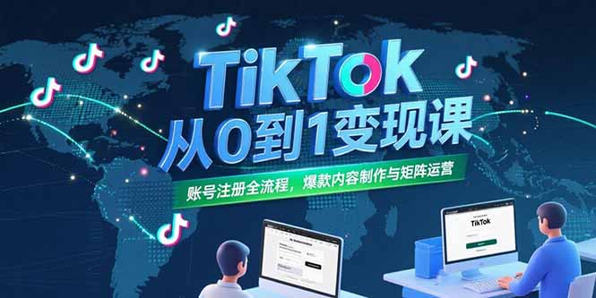TikTok从0到1变现课，账号注册全流程，爆款内容制作与矩阵运营-米创网