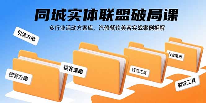 同城实体联盟破局课，多行业活动方案库，汽修餐饮美容实战案例拆解-米创网